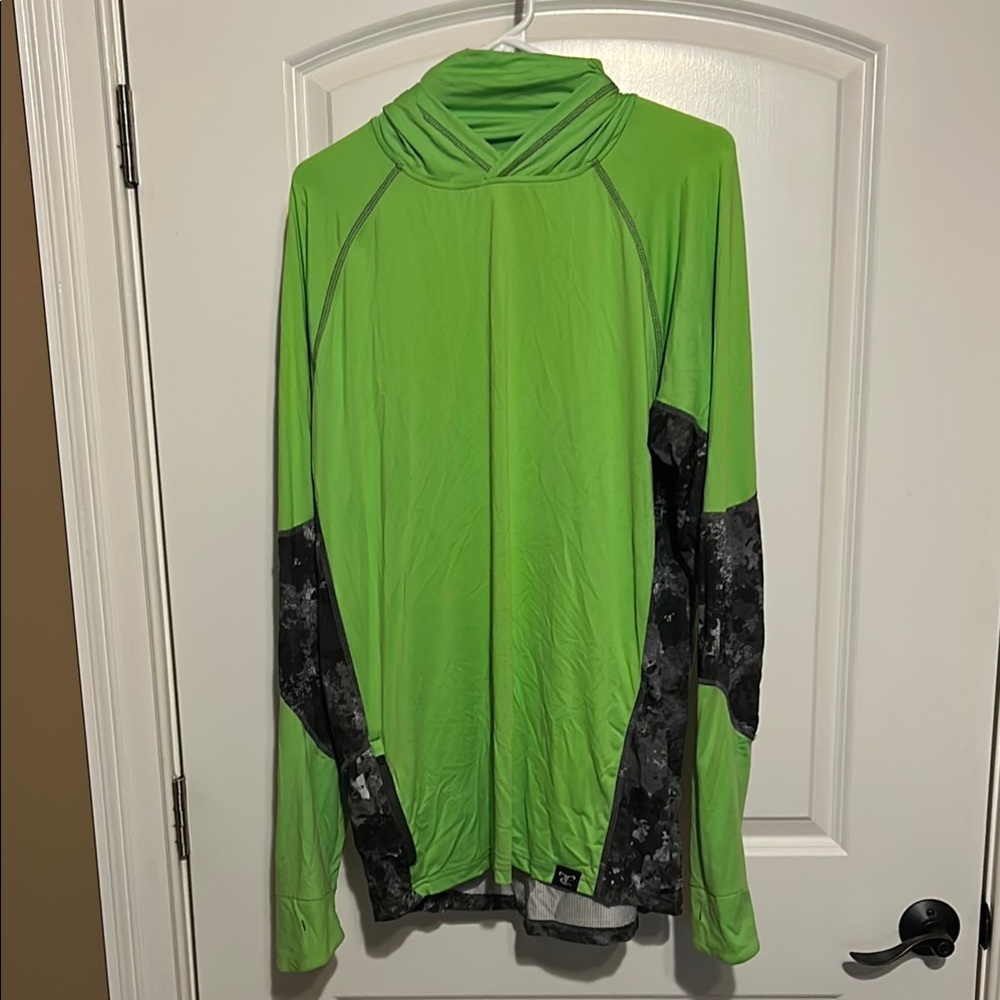 Green Fishing Hoodie with Camouflage Details